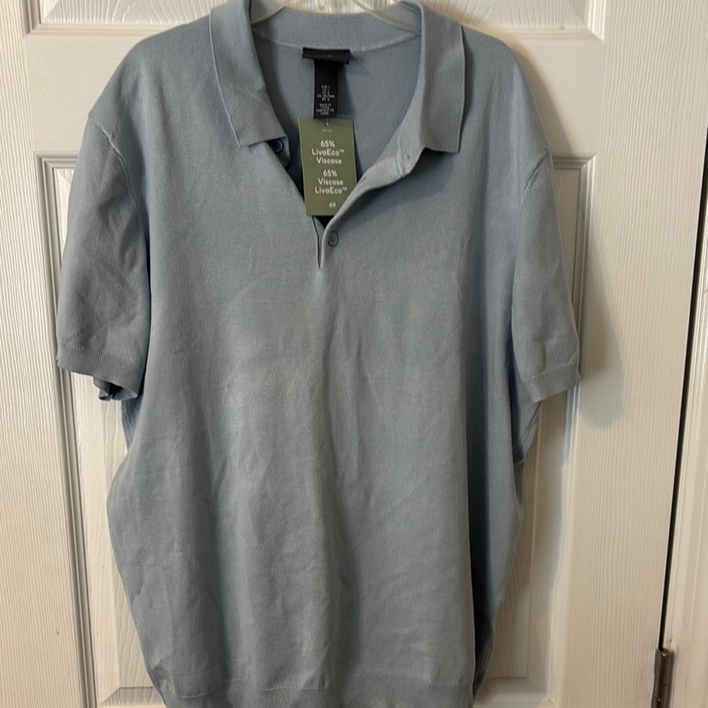 H&M Blue Polo Shirt Short Sleeve Casual